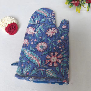 Manoplas de horno acolchadas de algodón con estampado de bloque de mano Reversible con borde de tubería, alfombrillas de Mesa para el hogar, género de productos para el hogar - Product Image 1