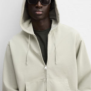 Sweat-shirt à capuche en molleton avec logo personnalisé Sweat-shirt à capuche unisexe avec impression en relief uni Sweat-shirt à capuche pour hommes vierges - Product Image 4