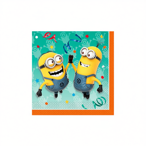 Serviettes de fête Minions 33x33cm, 16 pièces par sac, pour célébration d'anniversaire - Product Image 2