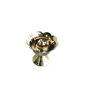 Quemador de incienso de Metal chapado en oro, diseño de latón redondo con soporte de hojas, uso doméstico terapéutico - Product Image 1