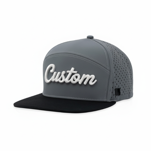 ODM OEM Custom Embroidered Logo 6 Panel Laser Cut Hole Perforated <b>Hats</b> <b>Flat</b> Brim Two Tone Waterproof Golf <b>Cap</b> For Outdoor Sports - Product Image 4