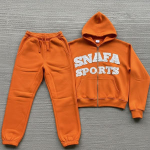 Survêtement en molleton français avec broderie appliquée personnalisée, lavage à l'acide, effet délavé, broderie de patchs, ensemble de survêtement 2 pièces - Product Image 6