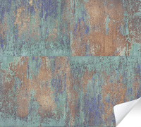 Papier peint métallique auto-adhésif non tissé, aspect rouille moderne, marron turquoise, fabriqué en Allemagne, résistant à la fumée et à l'humidité, pour salon et salle de sport