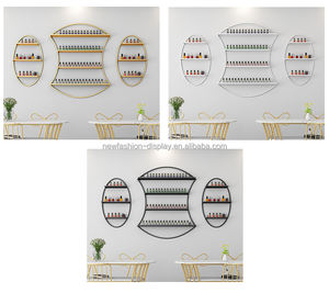 Juego de Estantes de Pared para Almacenamiento de Esmalte de Uñas, Color Dorado/Blanco/Negro, Personalizable, Soportes de Pared para Esmalte de Uñas para Salón de Belleza - Product Image 5