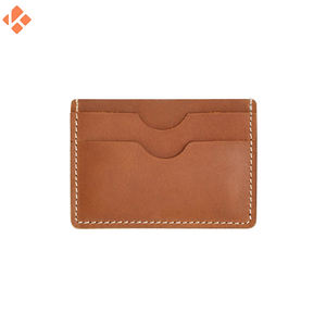 Portefeuille Slim Smart en cuir véritable avec logo personnalisé pour cartes de crédit, petit sac à main avec fermeture à bouton et clip, pochette pour cartes de quantité minimale de commande - Product Image 3