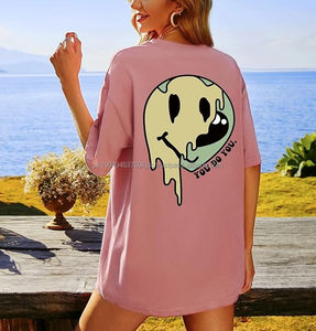 Unisex <b>Acid</b> Wash <b>Drop</b> Shoulder Casual T-Shirt 100% Cotton Long Waseem Impex High Street Design Solid Pattern Jersey Fabric - Product Image 6