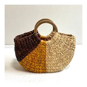 Latest trend luxury handbag water hyacinth bag traditional bohemian style handbags custom logo provided