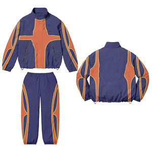 2025 Top vente hommes deux pièces Vintage coupe-vent survêtement grande taille surdimensionné fermeture éclair coupe-vent survêtement pour hommes - Product Image 1