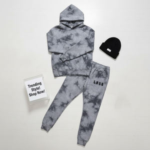 Conjunto de Sudadera con Capucha y Pantalones Deportivos con Lavado Ácido Personalizado, Ropa Deportiva Unisex de Peso Pesado con Logotipo Estampado, Perfecto para Ropa Informal - Product Image 1