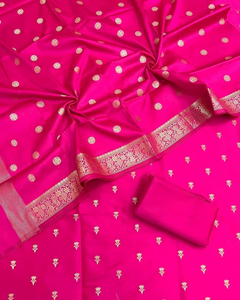 Ensemble de 3 pièces Kurti en Katun Banarasi élégant pour femme, non cousu, tenue traditionnelle indienne, pour fêtes, festivals, mariages, séchage rapide - Product Image 3