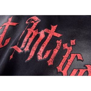 Sudadera con capucha unisex de alta calidad, estilo streetwear, con cremallera, pedrería, lavado ácido, algodón grueso, estampado desgastado, para hombre. - Product Image 4
