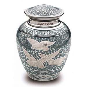 Urna de Metal de Latón de Primera Calidad con Grabado de Flores Multicolores, para Venta al por Mayor a un Precio Accesible, Artículos Funerarios - Product Image 5