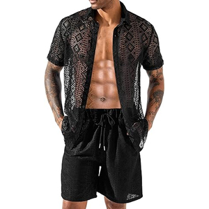 New Net <b>Men</b> Shorts Sets Short Sleeve T <b>Shirt</b> Shorts Solid Male Tracksuit Set <b>Men's</b> Clothing 2 Pieces Sets Full <b>Zip</b> <b>Up</b> - Product Image 6