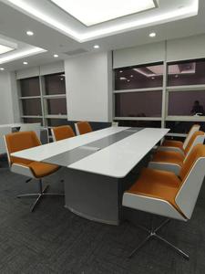Ergonomic Melamine Office <b>Desk</b> Modular Call Center Workstation <b>Large</b> Commercial Staff Table with Cable Management Aluminum Base - Product Image 3