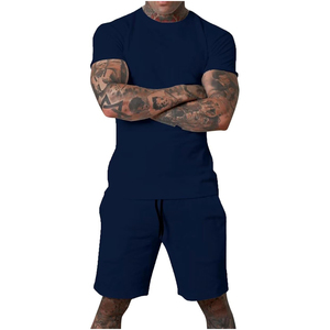 Ensemble de survêtements et shorts d'été à manches courtes et respirants 100% coton à 2 poches pour hommes de haute qualité - Product Image 6