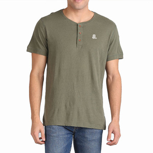 Camiseta Henley de Manga Corta para Hombre, con 2 o 3 Botones, Personalizable con Logotipo, Camiseta Henley de Algodón para Hombre - Product Image 1