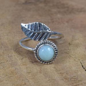 Bijoux Bague en Argent Sterling Fait Main Larimar Bague de Promesse en Argent Sterling 925 avec Pierres Précieuses Style Boho Bague Timbre Solide 925 Bijoux - Product Image 5