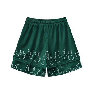 Pantalones cortos de poliéster transpirables reversible con dobladillo inferior de doble capa de malla con agujeros de arroz unisex al por mayor - Product Image 2