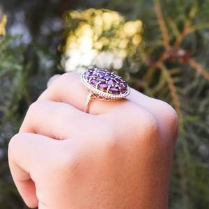 แหวนพลอยอเมทิสต์ทรงวงรีเงินสเตอร์ลิง925วงแหวนพลอยอเมทิสต์สำหรับงานเลี้ยงหมั้นงานแต่งงานของผู้หญิง - Product Image 4