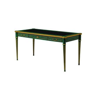 Malachite <b>Green</b> Faux Stone Writing Desk Gold-Tooled Leather Top Rectangular Wood Office Desk with 1-Year Warranty - Product Image 2