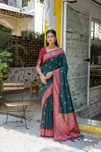 Meilleure vente Banarasi soie Saree Designer Blouse pièce vêtements traditionnels indiens beau Design doux Viscose pour le mariage - Product Image 4