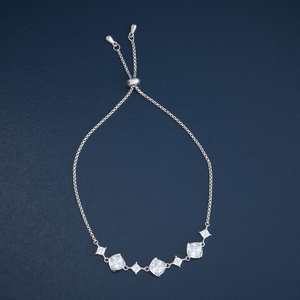 Pulsera de Plata 92.5 con Baño de Rodio, Diseño de Tenis, Circonitas Corte Princesa, Patrón de Números y Llaves, Estilo Étnico, Ideal para Regalo (183256) - Product Image 1