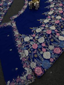 Lehenga Choli élégant en faux georgette, broderie indienne et pakistanaise à la mode, travail de paillettes avec cancan et patta en toile - Product Image 4