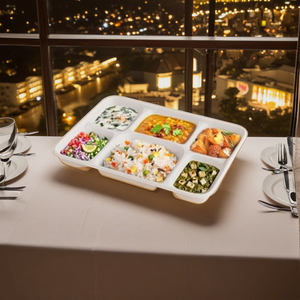 Bandeja de Servicio Desechable de Calidad de Exportación, Duradera, para Catering y Restaurantes, Biodegradable, con 6 Compartimentos, Apta para Microondas - Product Image 4