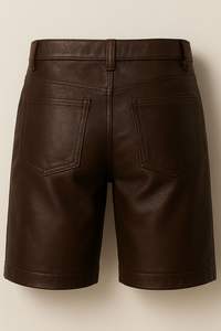 Pantalones Cortos Clásicos de Cuero Genuino para Hombre con Bolsillos Laterales, Ropa Casual y Urbana - Product Image 3