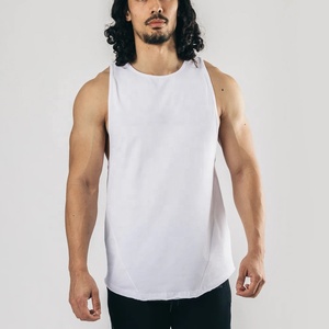 Nouveau design en gros de chemise de fitness coupe ample Stringer blanc t-shirts de sport sans manches débardeur t-shirt pour hommes - Product Image 2
