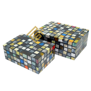 Caja de fregona de hueso de cuerno cuadrado con patrón cuadrado personalizable para collar, joyería, embalaje de regalo decorativo - Product Image 3