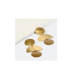 Pendiente de latón con forma de media luna para mujer, pendiente de latón hecho a mano de estilo Popular para mujer, joyería, pendiente dorado, superventas - Product Image 2