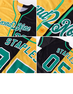 Hot Sale Authentic Sportswear Custom Kelly <b>Green</b> <b>Black</b>-Yellow Split Fashion Heat-Transfer Breathable 100% Polyester Baseball - Product Image 6