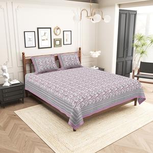 Suministro al por Mayor de Sábanas de Algodón Rosa Jaipuri con Estampado Tradicional para Hoteles y Alquileres, Ropa de Cama a Precio de Mayoreo - Product Image 5