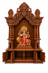 Elegant Handcrafted Maa Durga Wooden Pooja Temple For Home Divine Teak Wood Hindu Pooja <b>Mandir</b> For Luxury Homes Australia - Product Image 3