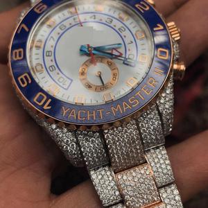 Montre en or rose avec diamant Moissanite et diamants ronds brillants Moissanite pour hommes Collection Hip Hop Montre suisse - Product Image 2