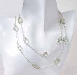 Collier en argent Sterling 925 fait à la main de créateur pierre précieuse améthyste verte naturelle bijoux fins chics pour femmes mariages personnalisés - Product Image 2