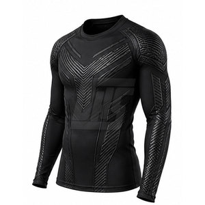 T-shirt de compression à manches longues pour homme, personnalisable par sublimation, pour la course à pied, la gym, le fitness et l'entraînement. - Product Image 3