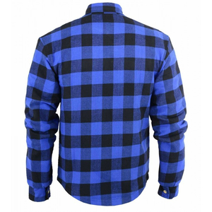 Camisa de protección de motocicleta a cuadros de búfalo azul y negro con cuello a presión y camisa protectora para trabajo manual para hombre - Product Image 3