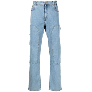 กางเกงยีนส์ขาตรงเข้ารูปของผู้ชาย2023กางเกงยีนส์ทรงสูงดีไซน์ใหม่พร้อมโลโก้ - Product Image 1