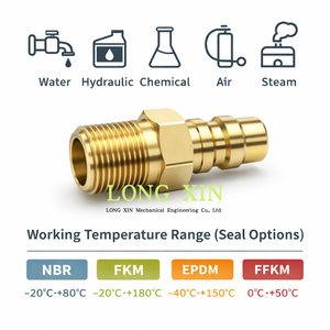 ข้อต่อเร็วแบบเกลียวตัวผู้ LONGXIN ทองเหลือง BSPT R1inch-11 หัวหกเหลี่ยม 41 มม. ยาว 73 มม. พร้อมซีลปิดผนึก สำหรับระบบไฮดรอลิก/ลม รุ่น JTSP-100PM - Product Image 5