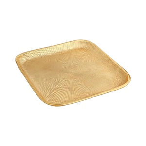 Plateau carré en aluminium doré aux prix les plus bas pour le salon de restaurant de vaisselle au prix de gros - Product Image 1