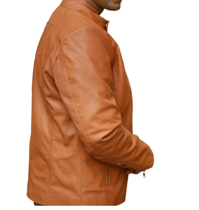 100% chaqueta de cuero de calle alta personalizable genuina Slim Fit forro de viscosa transpirable Sherpa cierre de cremallera piel al por mayor - Product Image 2