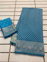 Dernier indien traditionnel exclusif Georgette soie tissu imprimé Saree sans manches BlouseZari séquence travail élégant vêtements de mariage