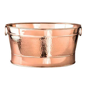 Seaux à glace de forme ovale de conception martelée refroidisseur de vin avec poignée seau à glace à champagne refroidisseur de bouteille de bière de table - Product Image 3