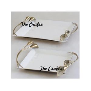 Metal <b>White</b> And Gold Color Serving Tray Customized Size and Shape <b>Chocolate</b> Food Tray For Tableware Use - Product Image 6