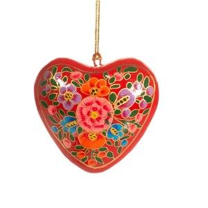 Papel de Cachemira hecho a mano de alta calidad Mache decoraciones de corazón de Navidad conjunto único y elegante de 2 para decoración del hogar - Product Image 5