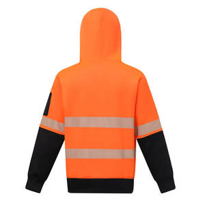100% coton deux tons haute visibilité veste à manches longues 1/2 Zip Orange/marine haute visibilité demi-fermeture éclair coton réfléchissant pull veste - Product Image 4
