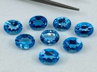 Topaze bleue ciel naturelle de très haute qualité, taille ovale, pierre précieuse lâche faite à la main, 6mm-8mm, 2 carats, traitement par cirage/huile, tiers