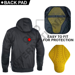 Sudadera Protectora para Motociclistas con Armadura CE, Chaqueta de Motociclismo Forrada con Aramida, Sudadera Reforzada con Kevlar para Hombre - Product Image 4